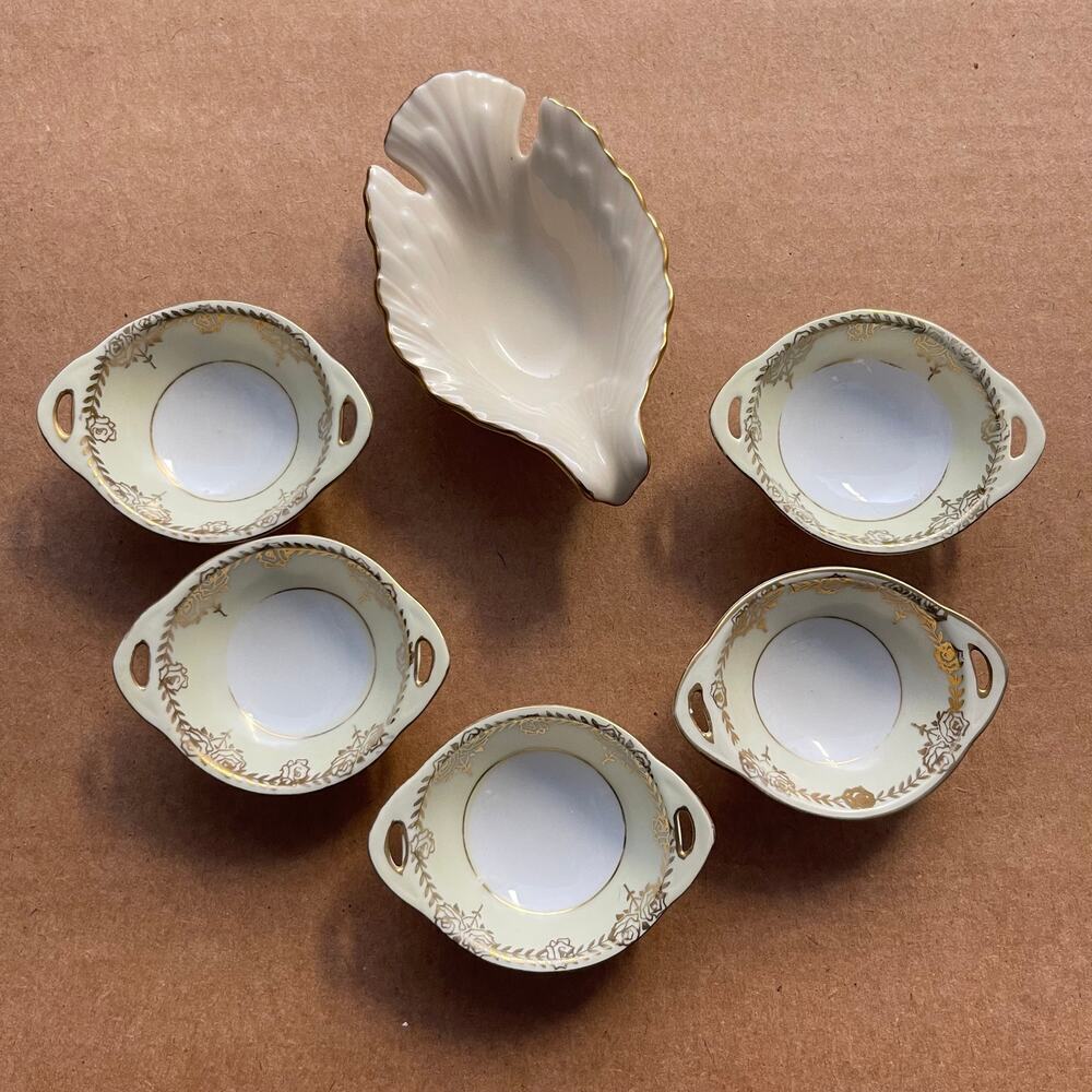 Vintage Ceramic Set Lenox Dove Dish 4.5" & RS Germany 05 Open Salts Small Dishes